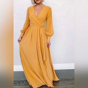 Baltic Born Women’s Long Sleeve Maxi Dress Mustard Yellow Size S